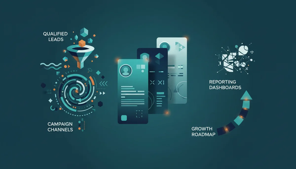 Digital marketer hiring checklist and growth roadmap visual