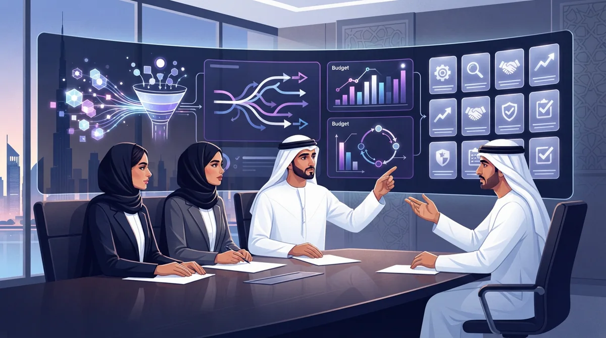 Dubai business team reviewing a Google Ads agency checklist