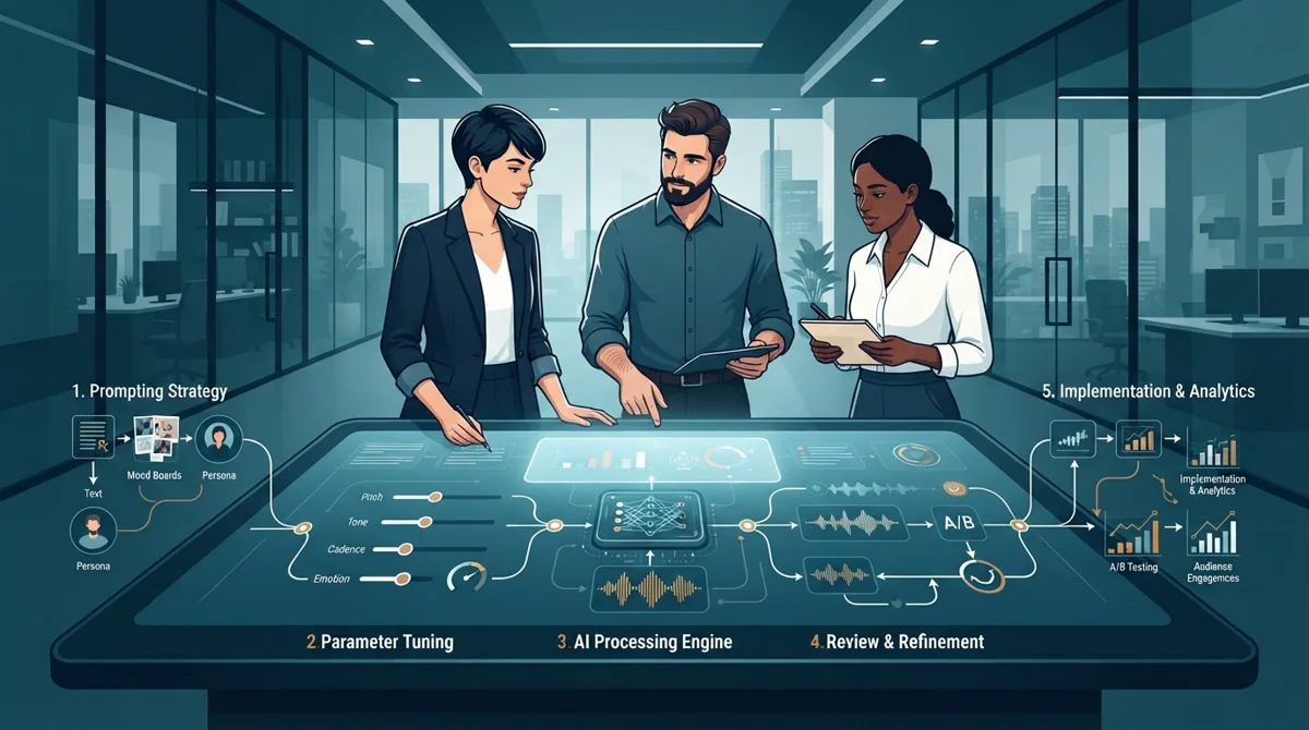 Business visual for How to create ultra realistic human sound voice with prompting