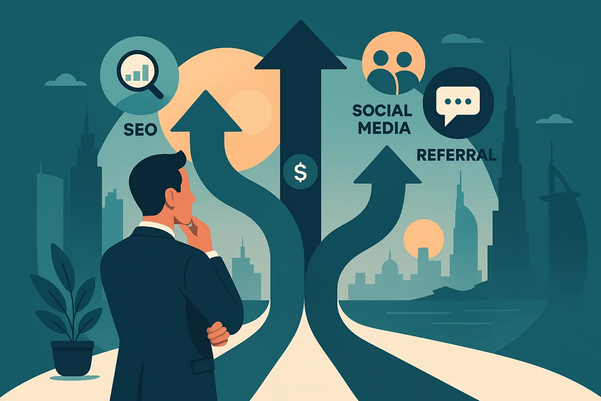 UAE business comparing website SEO with marketing alternatives